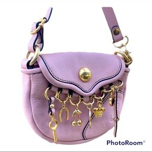 VINTAGE Juicy Couture Y2K BARBIE BABY Pink Leather CHARMS MINI BAG 8 CHARMS INCL